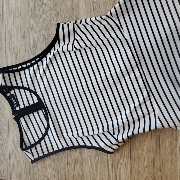 Nicole Miller Black and White Striped Dress M - Picture 1 of 5